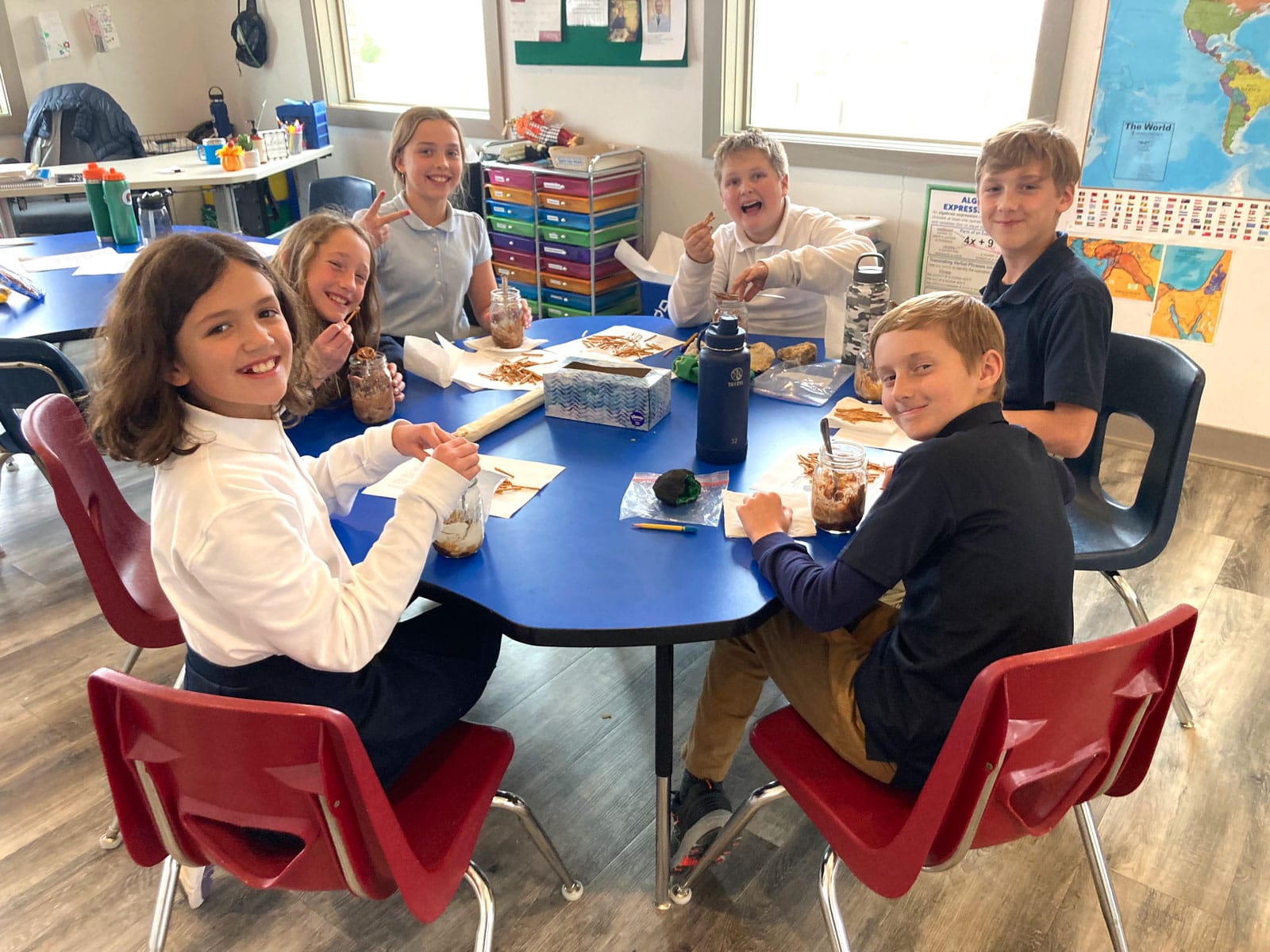 students eating lunch at our lady of hope academy